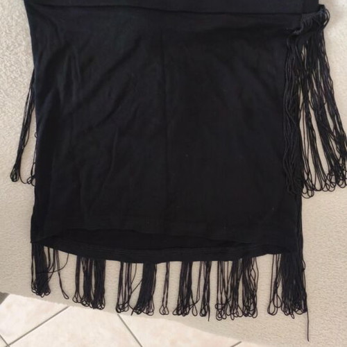 Women's Strapless Black Top with Fringe New