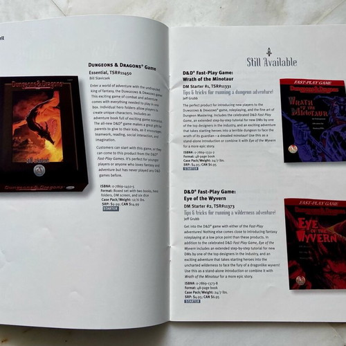 TSR Fantasy Games D&D 1999 Collectible Catalog like new