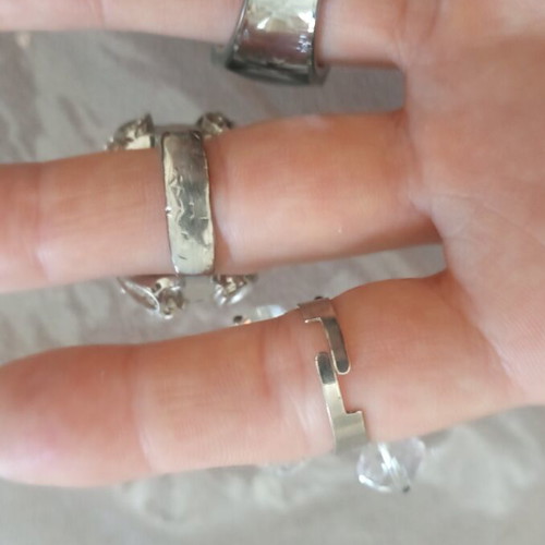 Set of 3 bulky rings used, size 18.5, missing some stones