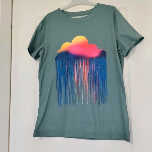 Emery Rose t-shirt size S, new, grey-green colorful