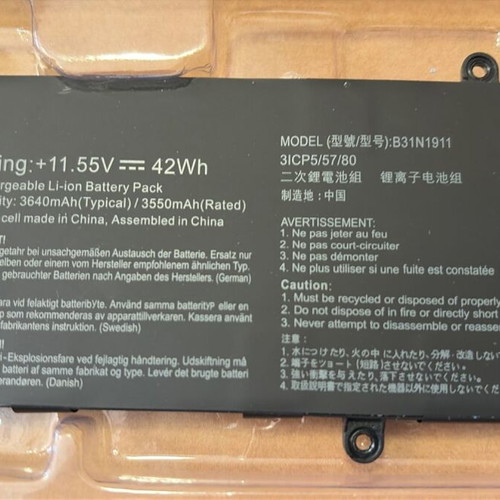 Asus VivoBook Series Battery B31N1911 New 42Wh 11.55V