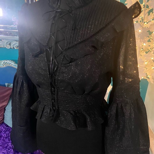 Starry Night Gothic Blouse new, size M, black with silver