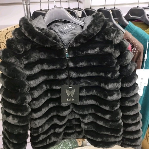 Yookie black short women's faux fur jacket with zipper new