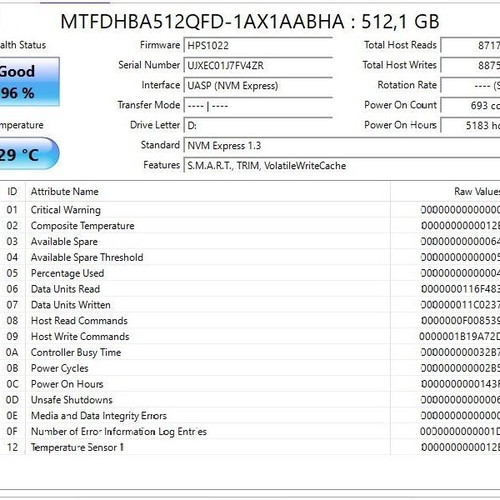 Micron 512GB NVMe M.2 2210 Gen3x4 SSD σαν καινούργιο