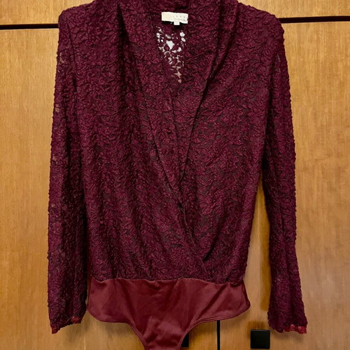 Lynne burgundy lace top bodysuit like new