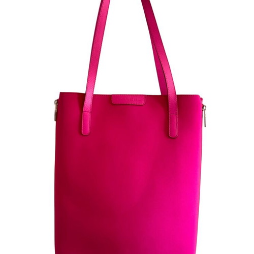 Lancel tote shoulder bag canvas-leather like new, pink