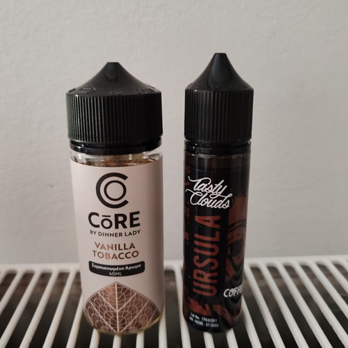 Dinner Lady Core Vanilla Tobacco and Ursula Coffee vape liquids like new