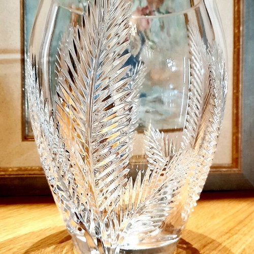 Crystal Vase heavy Bohemia or Rogaska cut lead crystal new
