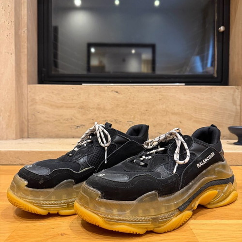 Balenciaga Triple S sneakers used, size 43, black and yellow