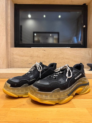 Balenciaga Triple S sneakers used, size 43, black and yellow