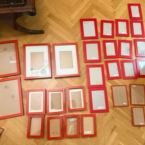 Wall frame set used, 30 pieces, red shades