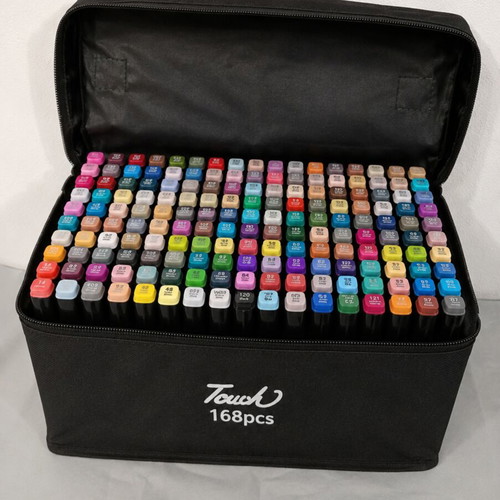 Touch Hero 168 Colours Twin Markers Set with Carry Case