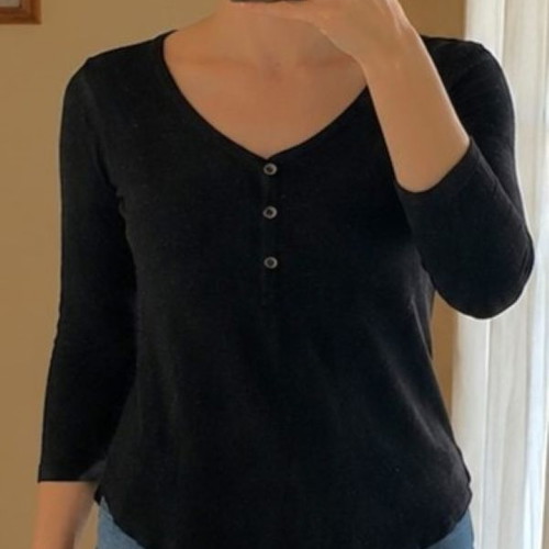 Timeout black ribbed blouse with glitter, size S, like new