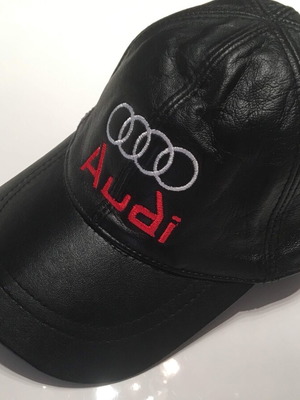 Audi leather hat new, black, soft leather, sizes L XL