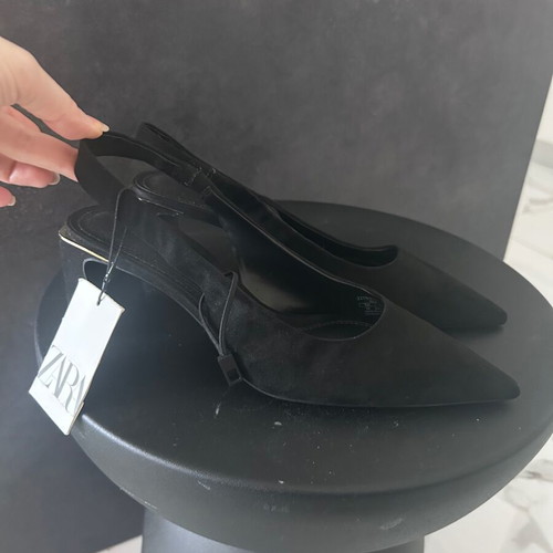 Zara Ballet Flats New Black Pointed Toe Size 38