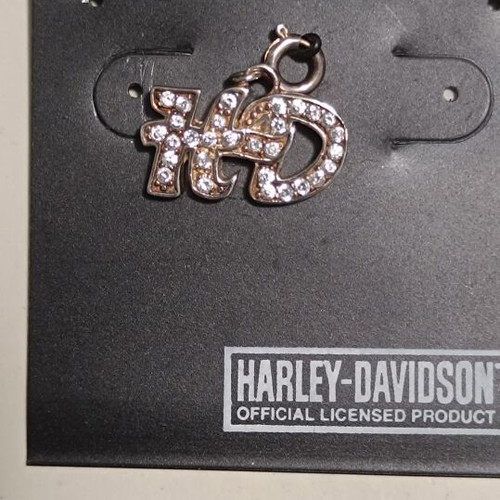 Harley Davidson silver and rhinestone pendant new
