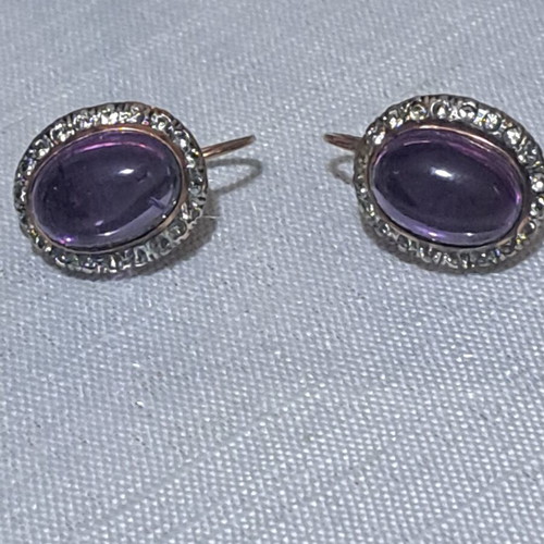 Vintage 925 earrings with purple and white stones, like new