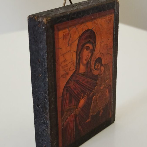 Byzantine icon of Panagia Kecharitomeni used, vintage style wooden