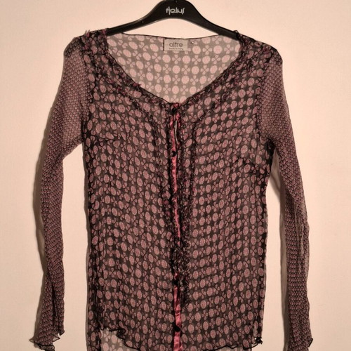 Oltre blouse used, long-sleeve, colorful, sheer printed