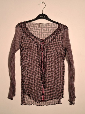 Oltre blouse used, long-sleeve, colorful, sheer printed