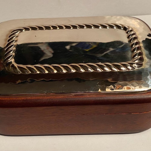 Vintage Italian Wooden Box F.C.A. Firenze like new with silver top