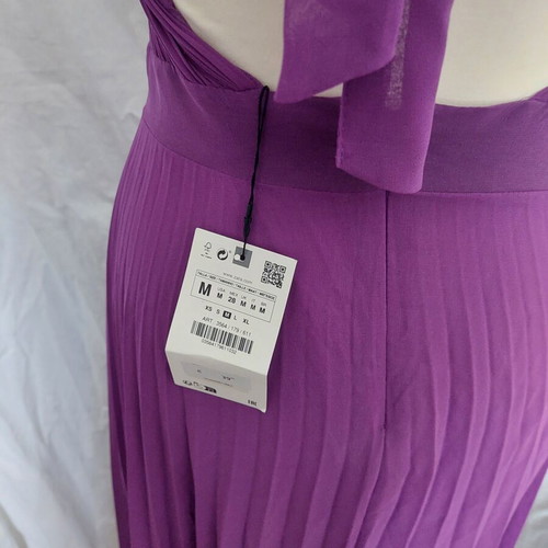 Zara purple long backless dress new, size M
