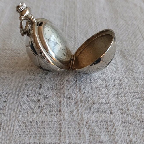 Pierrat quartz pocket watch ball-shaped like new, silver
