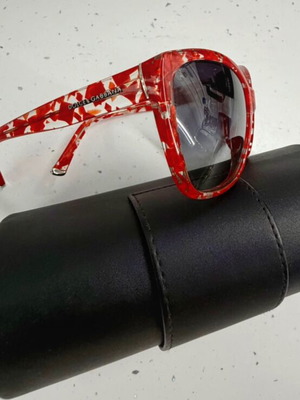 Dolce & Gabbana DG4111 sunglasses, red and white patterned frame
