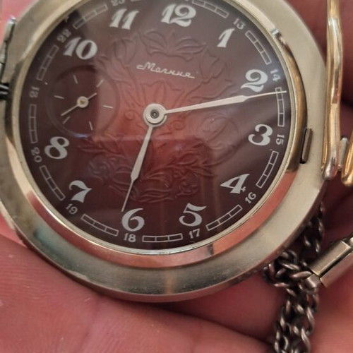 Molnia pocket watch 1970 used, mechanical winding over 48 hours autonomy