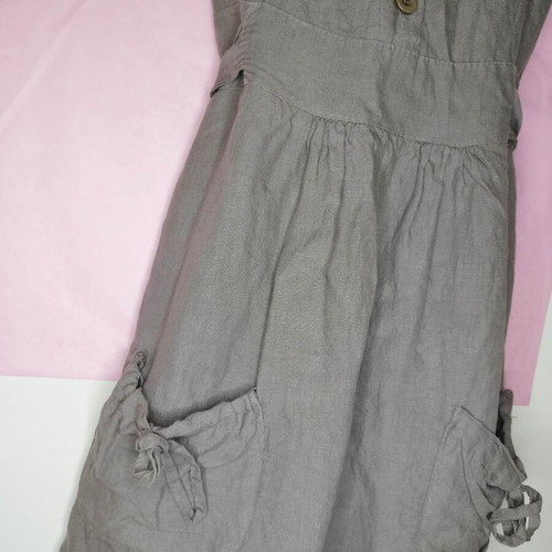 Linen dress brown chocolate minimal, like new, medium size