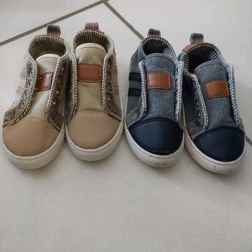 No25 canvas shoes like new, beige and blue, 2 pairs