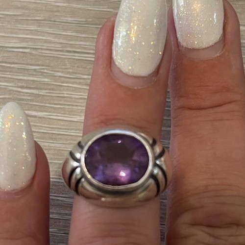 Silver 925 ring with amethyst, used, size 52