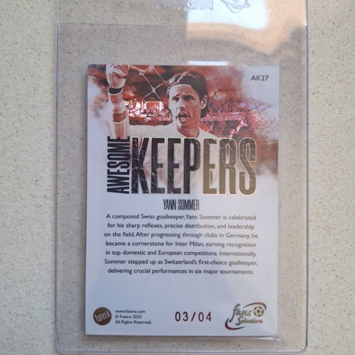 Futera 2025 Yann Sommer Awesome Keepers Card New