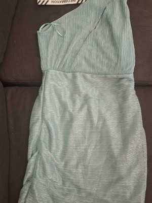 Trendyol dress size 40 new turquoise one-shoulder with bust slit