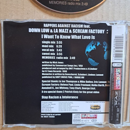 Rappers Against Racism I Want To Know What Love Is CD like new, hip-hop