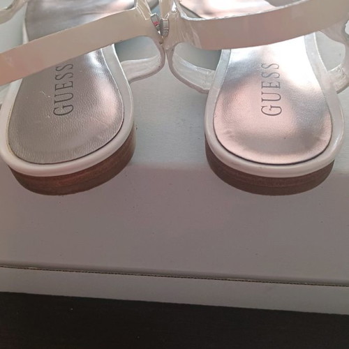 Guess sandals 37 white like new with silver buckle