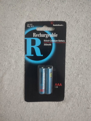 RadioShack Rechargeable AAA Ni-Cd 1.2V 300mAh batteries, like new, pack of 2