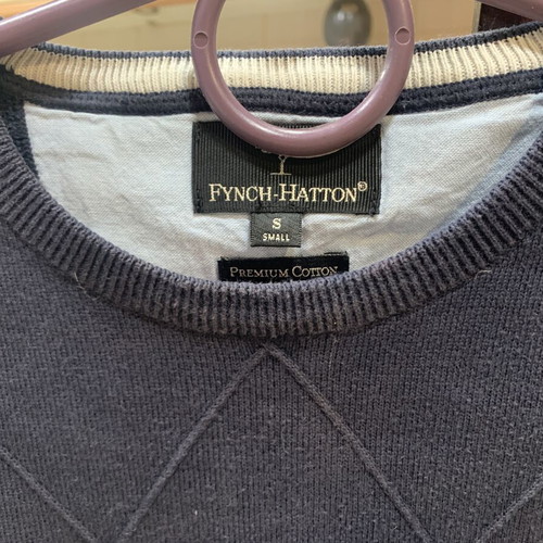 Fynch-Hatton men's knit sweater size S, navy blue cotton