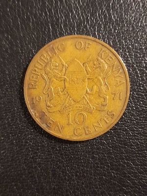 Kenya 1971 10 cents coin used
