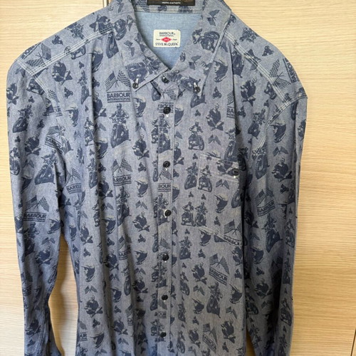 Barbour Steve McQueen International shirt used, size large, blue
