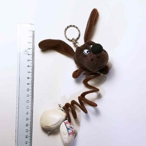 Plush dog keychain used