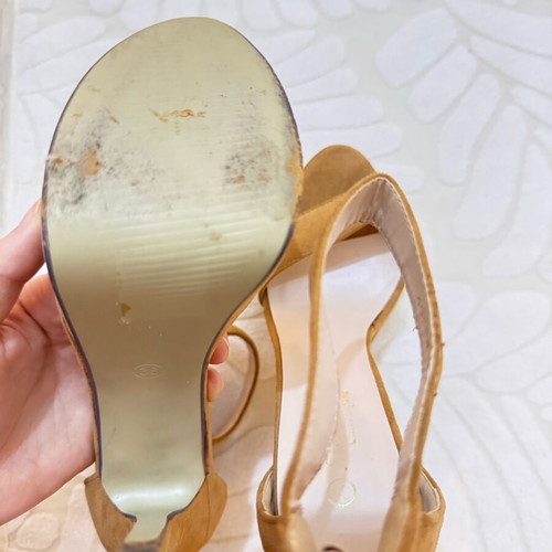 Suede platform sandals size 36 like new, 15 cm heel, beige
