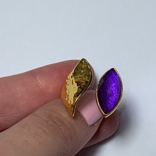 Handmade silver gold-plated ring with amethyst new