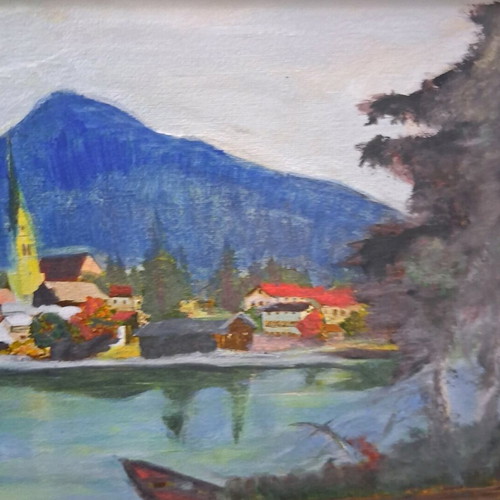 Oil painting "Landscape" signed by Romanian artist, like new, 40×22cm