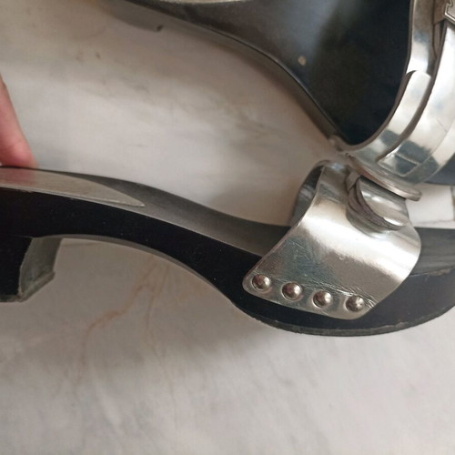 Ferragamo clogs size 38 like new, black with silver details
