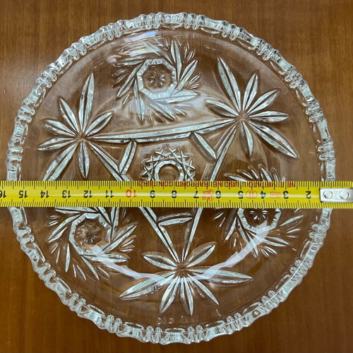 Set of 2 vintage glass plates like new with embossed designs
