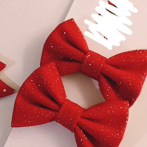 Children's red bows new with glitter and tulle