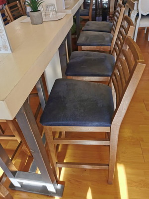 Καρέκλες σκαμπό μεταχειρισμένες, σετ 6, ξύλο με επένδυση