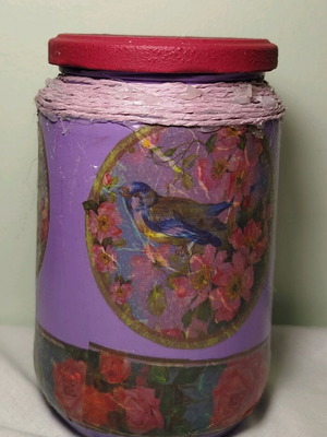 Glass vase decoupage like new