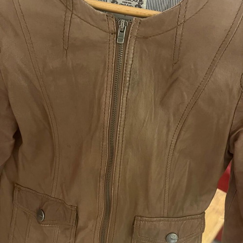 Pull & Bear leather jacket used, brown, size S